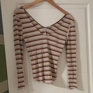 Free People Multicolor Striped Long Sleeve Top